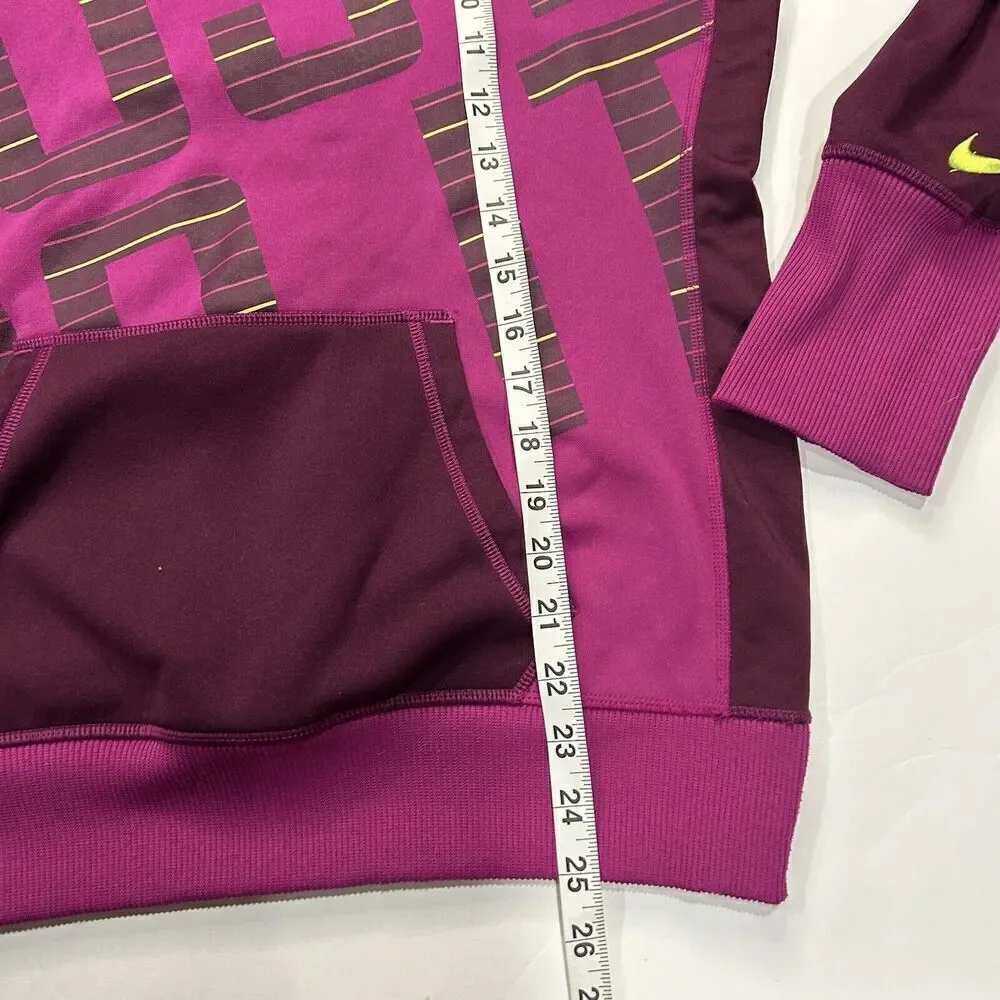 Nike Therma-Fit Hoodie Sweatshirt JUST DO IT Fleece Lined Spell Out Purple M - Picture 5 of 7
